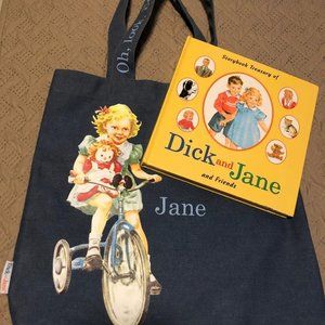Dick and Jane two-sided denim bag AND hardcover story book (1984)